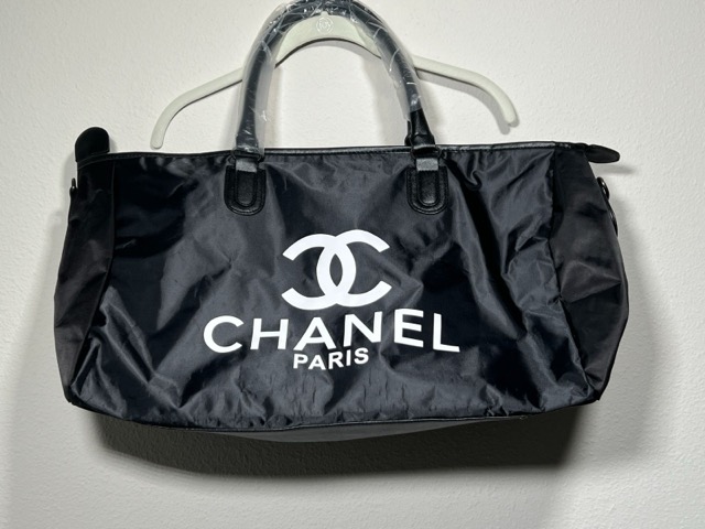 Chanel Black Nylon Makeup Travel Duffel Gym Bag
